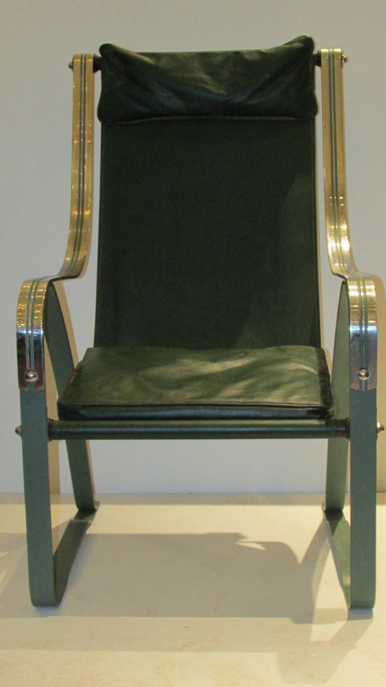 Art Deco Machine Age Sling Chair by Salvatore Bevelacqua for Mckay Craft, 1930's