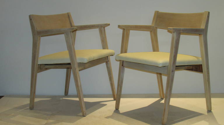 Upholstery Franco Albini Style Bleached Armchairs