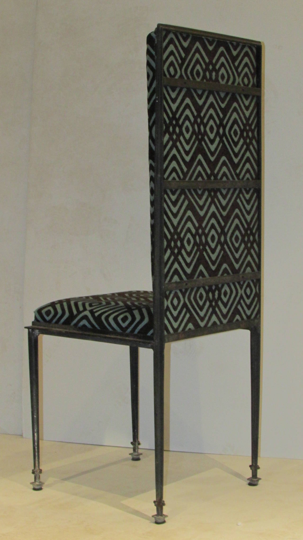 Aluminum  Unusual Modernist Tall Back Iron Chairs, 1940-1960 For Sale