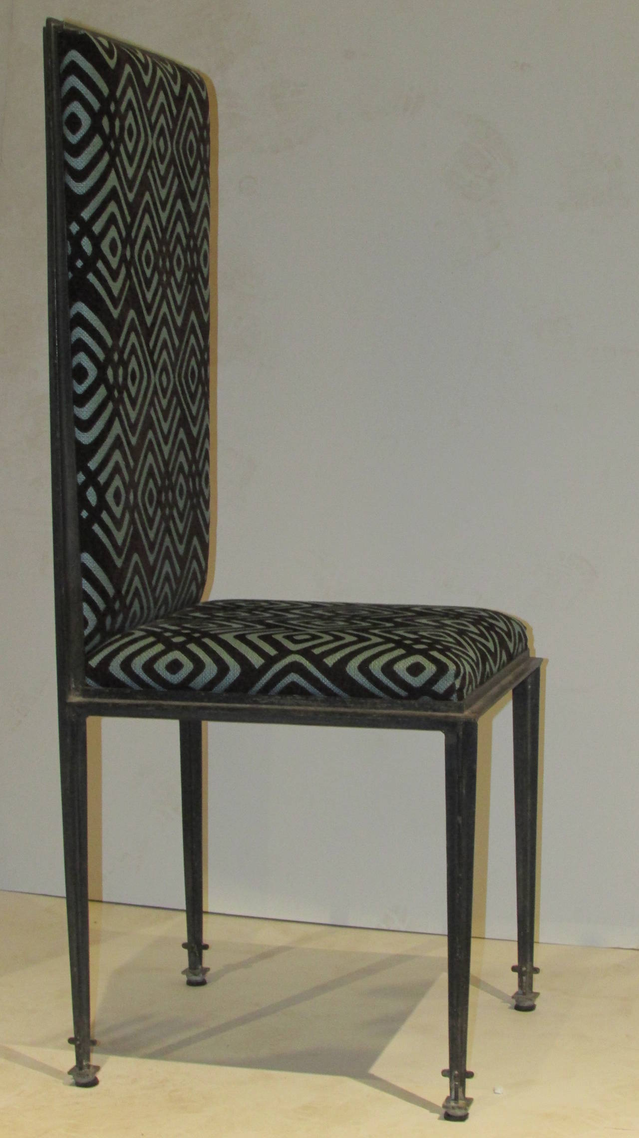 20th Century  Unusual Modernist Tall Back Iron Chairs, 1940-1960 For Sale