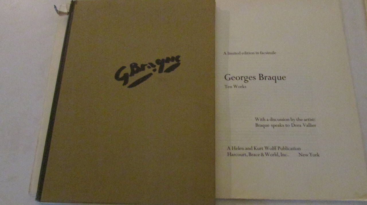 Georges Braque - Ten Works - A Limited Edition in Facsimile - this is number 180 of 330 - With a discussion by the artist: Braque speaks to Dora Vallier - A Helen and Kurt Wolff Publication - Harcourt, Brace & World, Inc. New York - Plates @ 1962 by