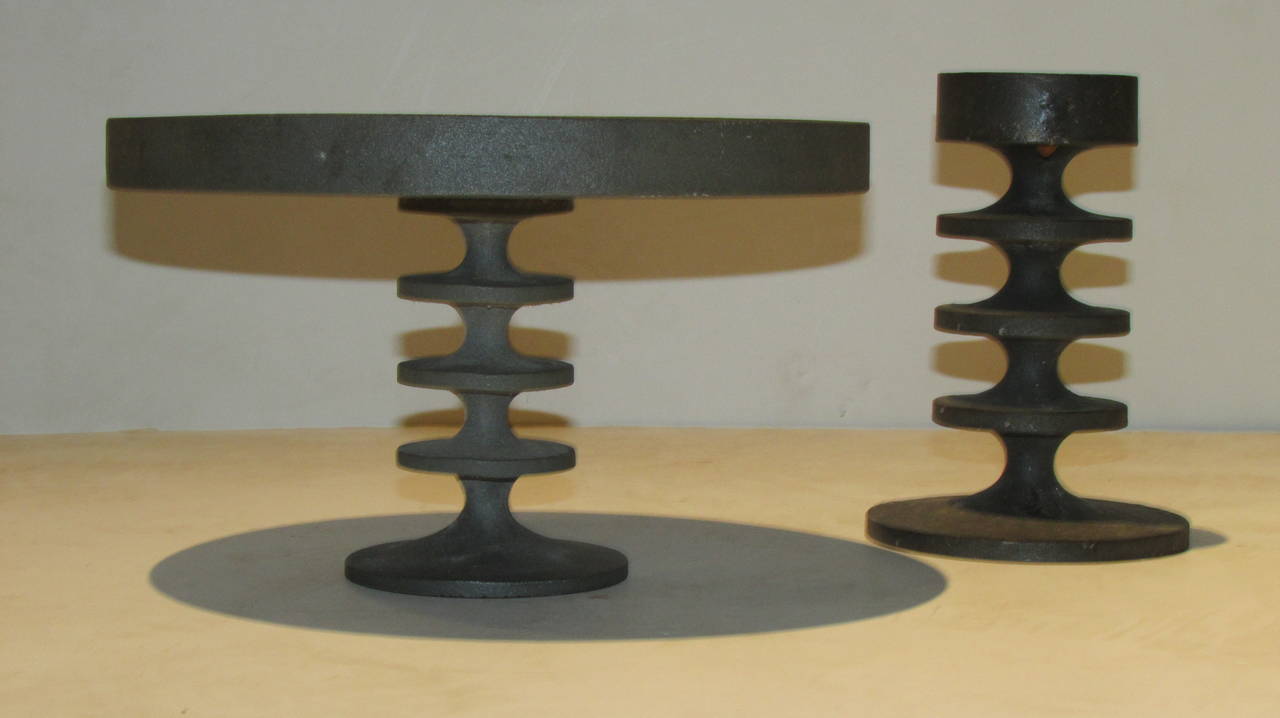 English 1960's Modern Cast Iron Tazza & Candlestick