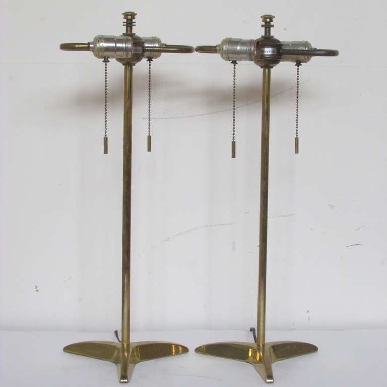 Mid-Century Modern Gerald Thurston Brass Table Lamps For Stiffel