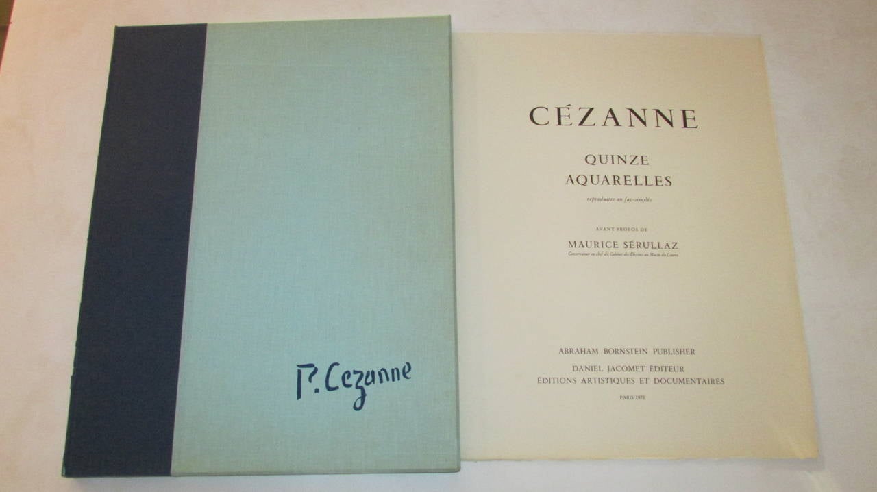 Cezanne - Quinze Aquarelles - un rare portefeuille de 15 aquarelles en pochoir en édition limitée de premier tirage - celui-ci étant le numéro 72 de 225 - Abraham Bornstein - Editeur - Daniel Jacomet - Editeur - Editions Artistiques Et Documentaires