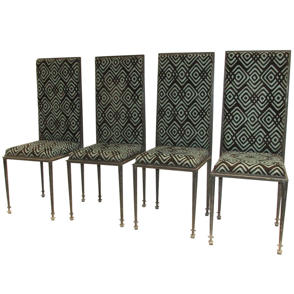  Unusual Modernist Tall Back Iron Chairs, 1940-1960