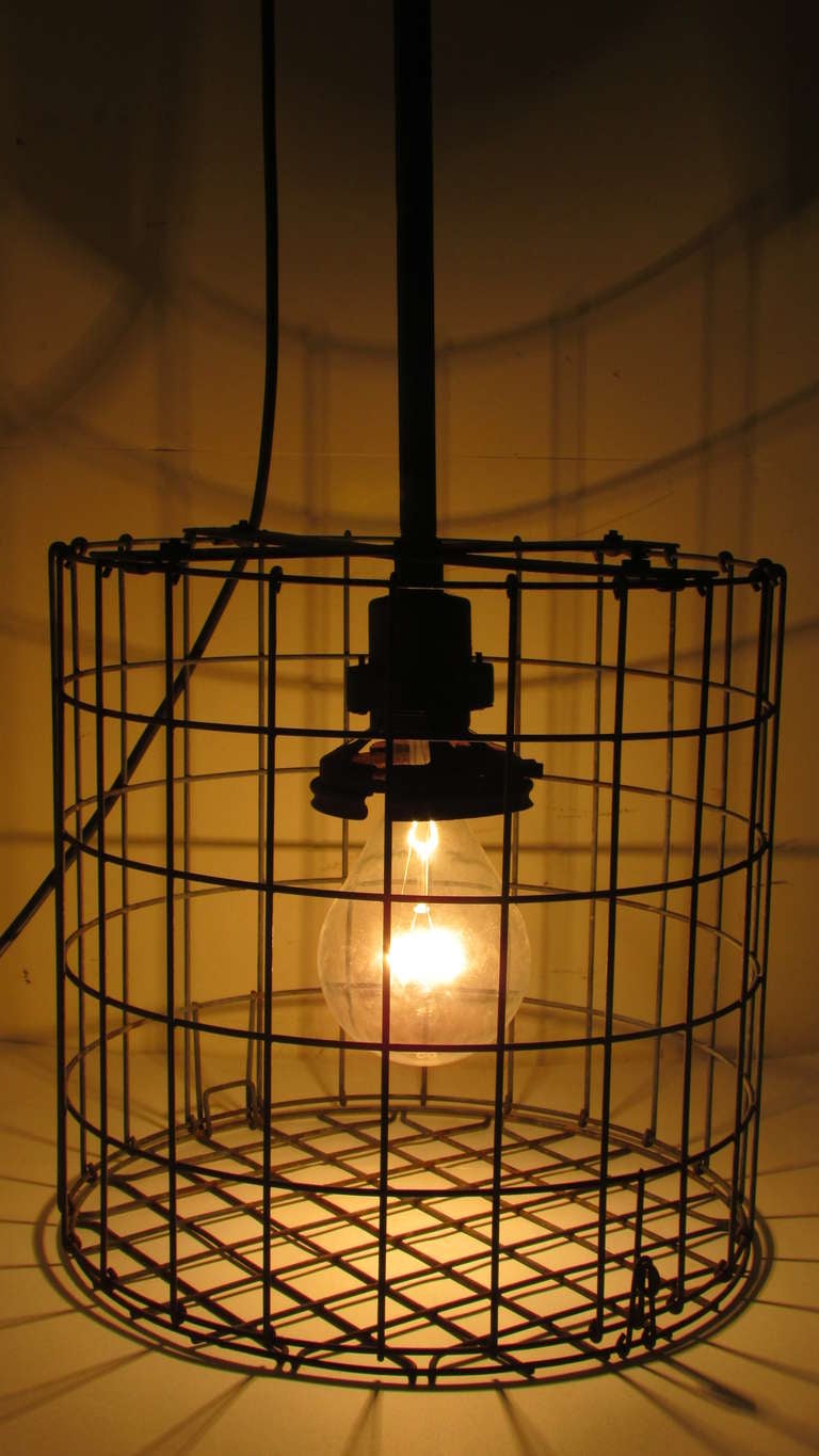 20th Century 1930's American Industrial Cage Lights For Sale