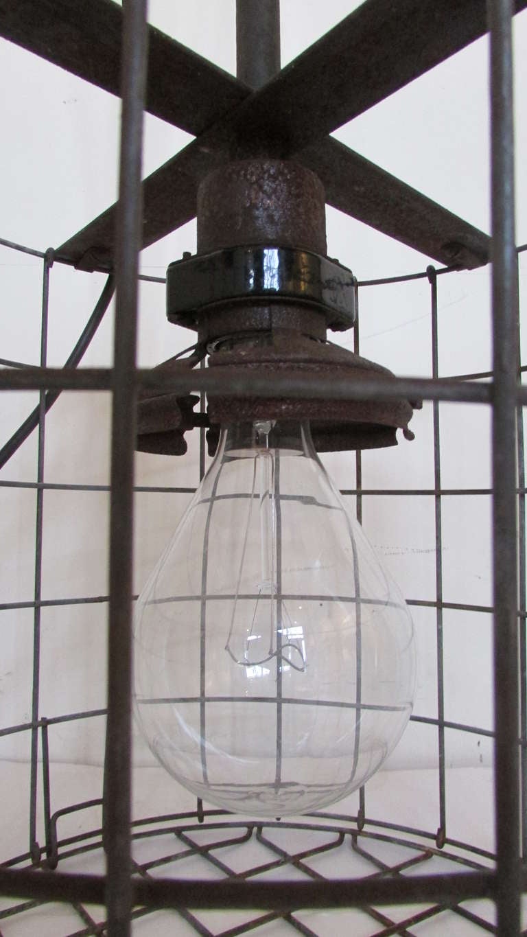 1930's American Industrial Cage Lights For Sale 1