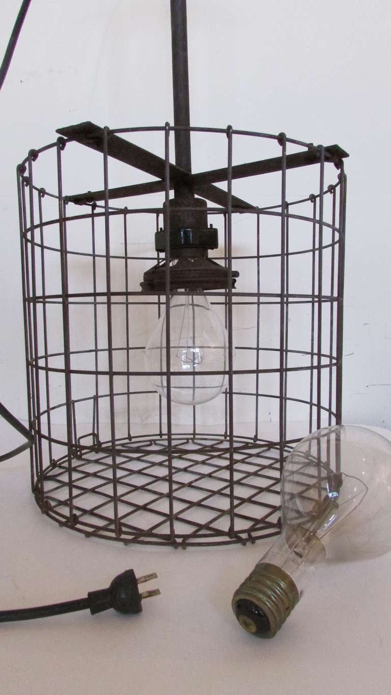 1930's American Industrial Cage Lights For Sale 4
