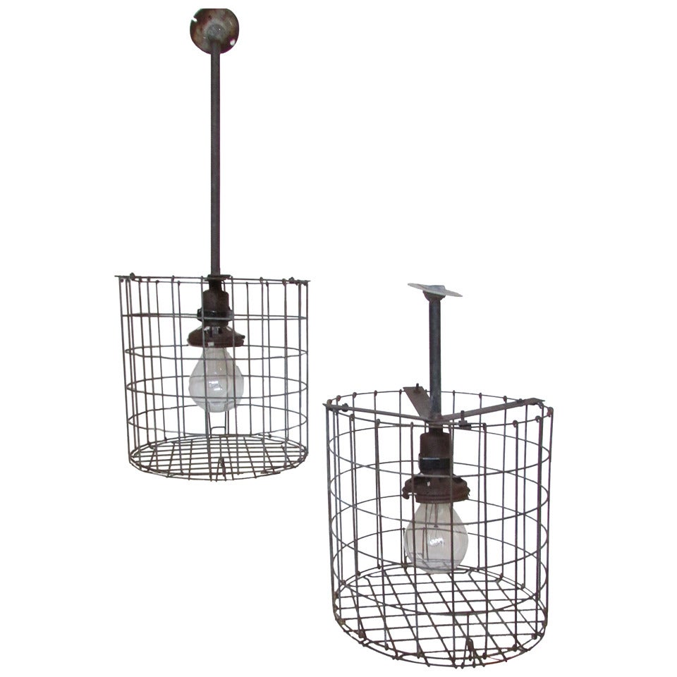 1930's American Industrial Cage Lights