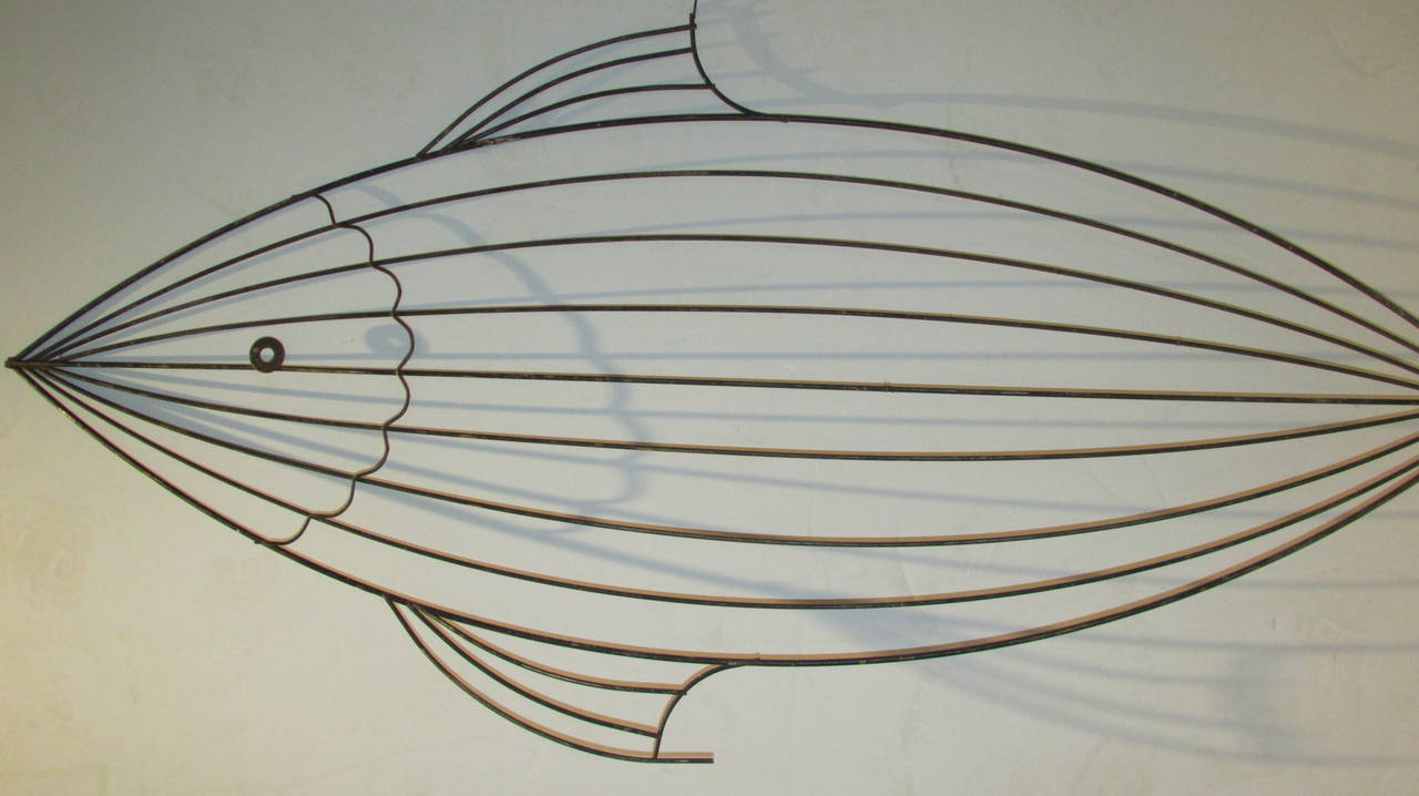 Oversized Metal Wire Fish Sculpture Style of Frederick Weinberg at 1stDibs