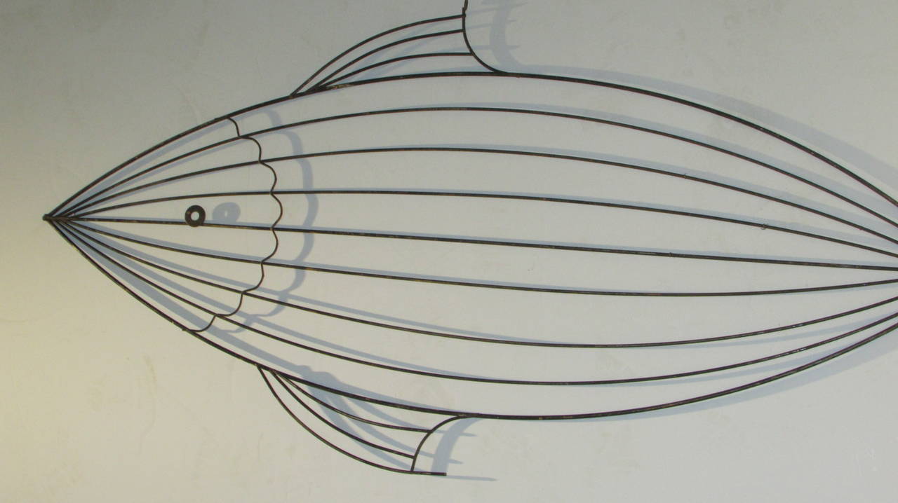 Oversized Metal Wire Fish Sculpture Style of Frederick Weinberg In Excellent Condition In Rochester, NY