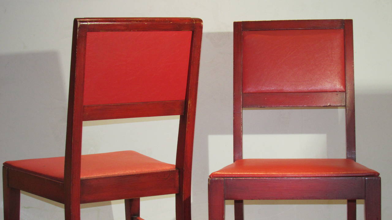 20th Century  Red Chairs style of Jean-Michel Frank