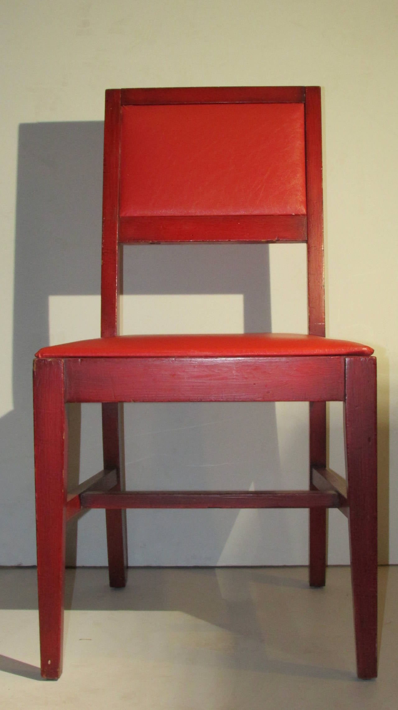  Red Chairs style of Jean-Michel Frank In Good Condition In Rochester, NY