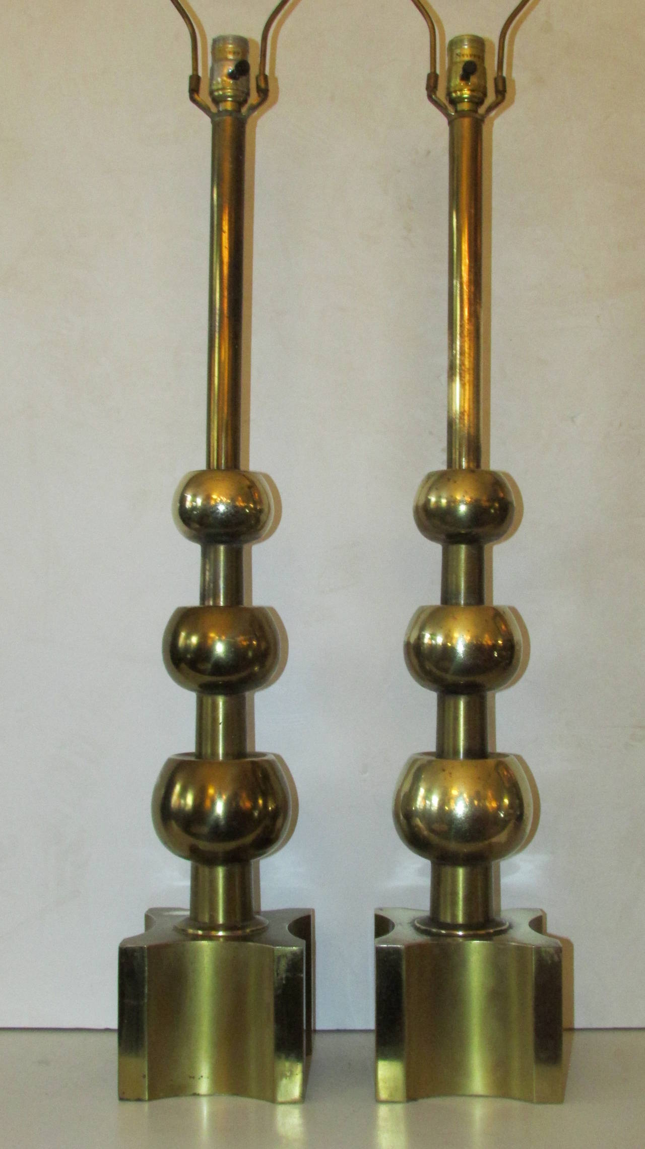 Graduated Ball Brass Lamps by Stiffel at 1stDibs