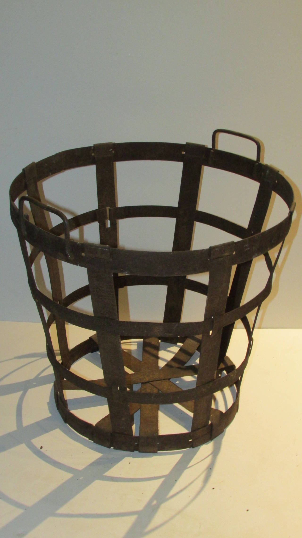 Rustic French Strap Metal Demijohn Basket 2