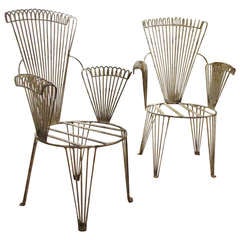Vintage French Wire Chairs Style Of Mathieu Mategot