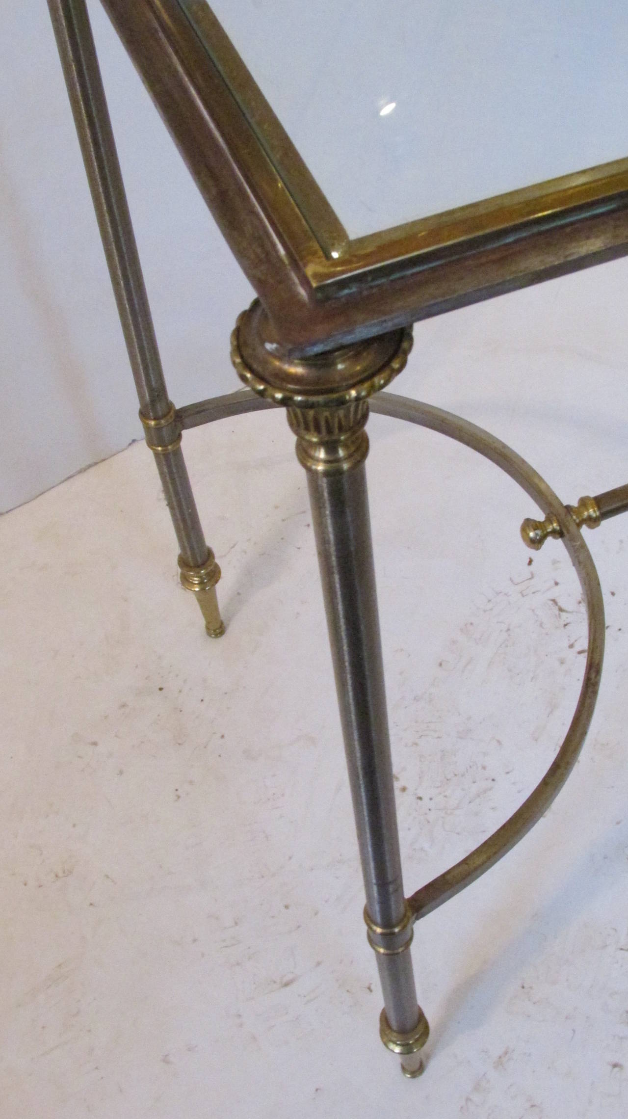 20th Century Maison Jansen Style Steel and Brass Console Table