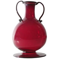 Italian Red Glass Vase by Vittorio Zecchin for Venini