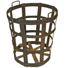Vintage Rustic French Strap Metal Demijohn Basket