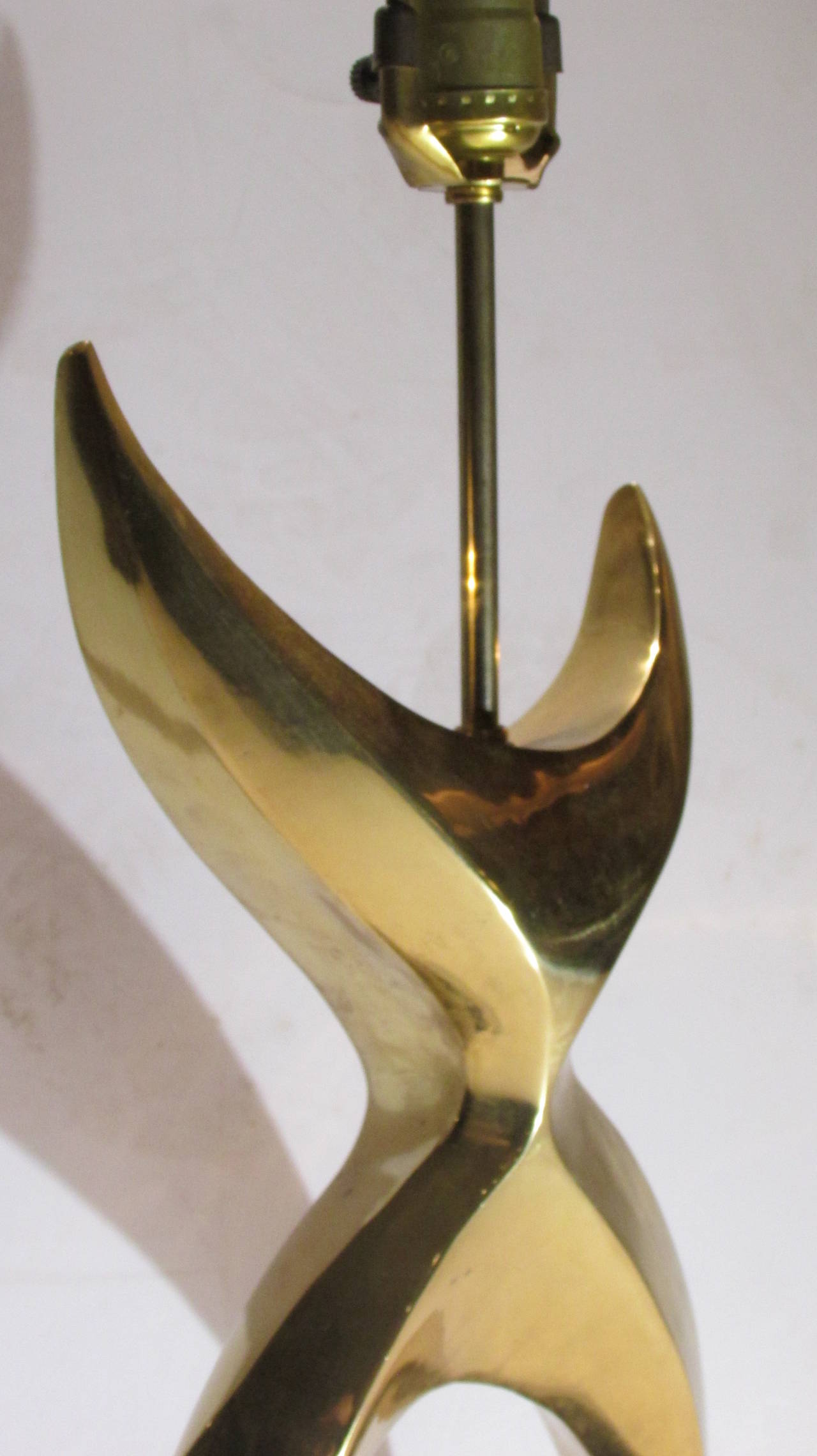 X-Sculpture Form Brass and Lucite Lamp in the Style of Jean Arp 3