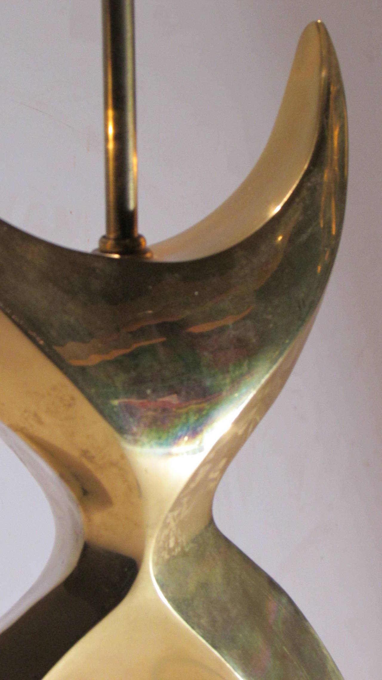 X-Sculpture Form Brass and Lucite Lamp in the Style of Jean Arp 5