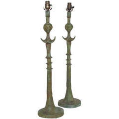 Bronze Lamps After Giacometti For Jean-Michel Frank