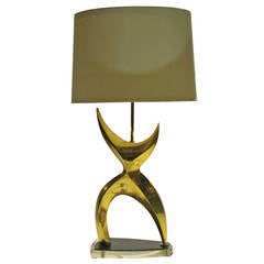 X-Sculpture Form Brass and Lucite Lamp in the Style of Jean Arp