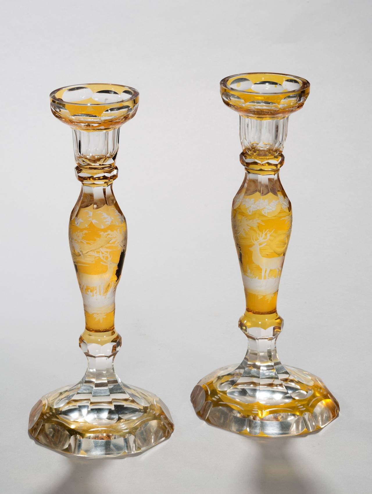 Antique glass candlesticks at 1stDibs