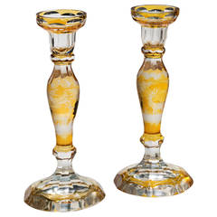 Antique glass candlesticks