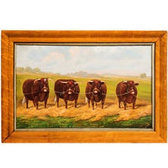 Oil painting of cows
