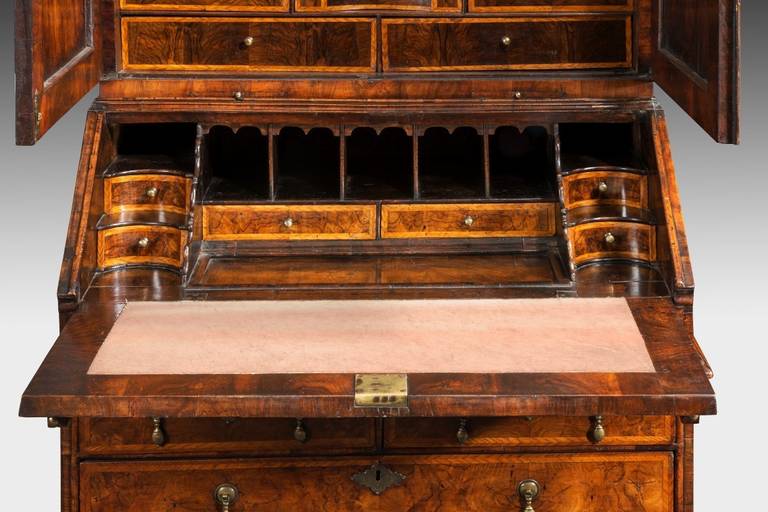 18th Century and Earlier Antique Queen Anne Period Walnut Bureau Cabinet For Sale