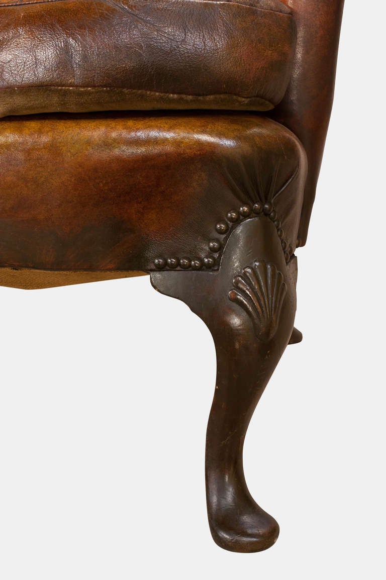 British Camel Back Wing Armchair