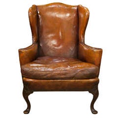 Antique Camel Back Wing Armchair