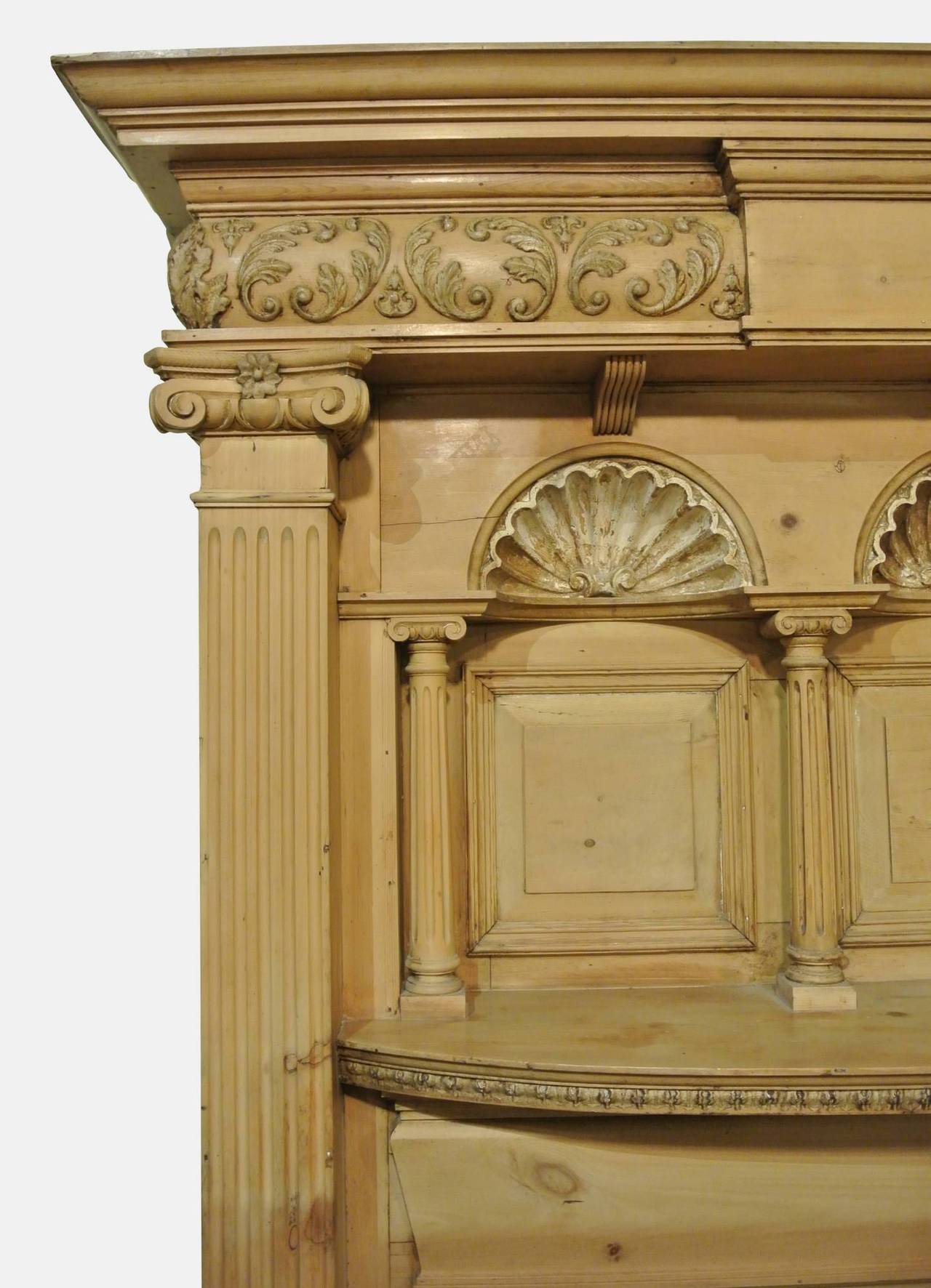 European Pine Panelled Fire Surround For Sale