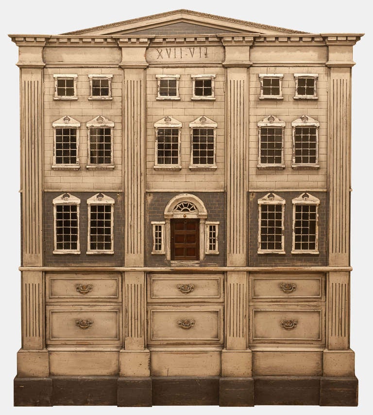 A very large Georgian Style dolls house of recent construction.