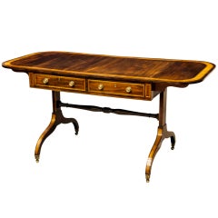 Sheraton Period Mahogany Sofa Table Inlaid in Harewood and Ebony Stringing
