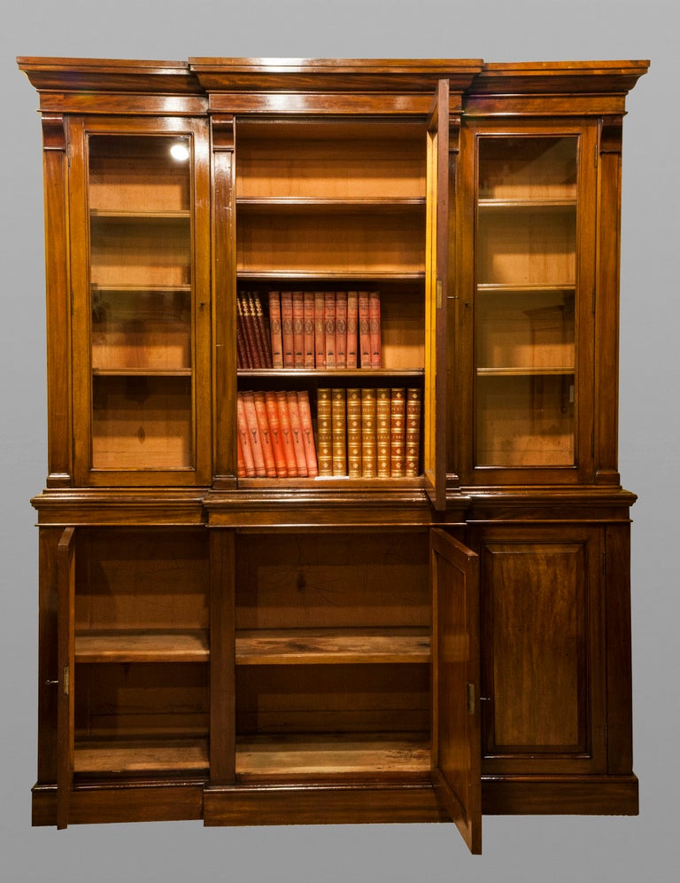 English Victorian Breakfront Bookcase
