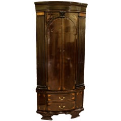 Mahogany George III Bow-fronted Standing Corner Cabinet Of Architectural Form