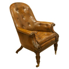 A Superb William IV Rosewood And Leather Upholstered Library Chair