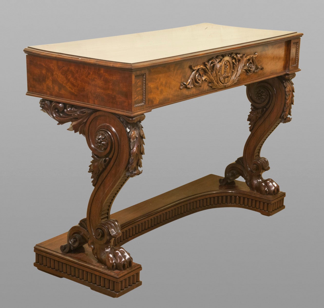 Elaborately Carved Mahogany Console Table of Large For Sale