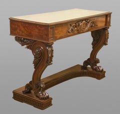 Elaborately Carved Mahogany Console Table of Large