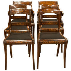 Set of 6 Dutch Marquetry Dining Chairs