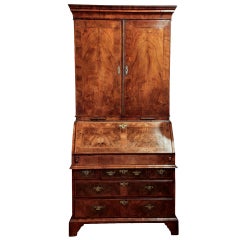 Geo I Walnut Bureau Bookcase Of Fine Colour
