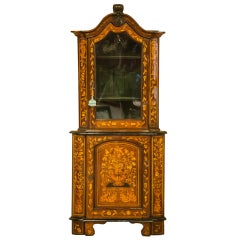 Late 19th Century Dutch Marquetry Corner Cupboard