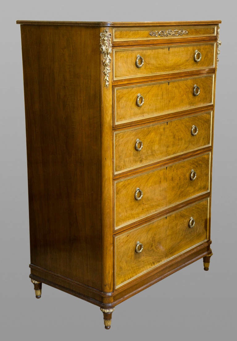 Edwardian Walnut Breakfront Wardrobe And Matching Dressing Chest 2