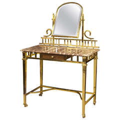 Brass and Walnut Dressing Table