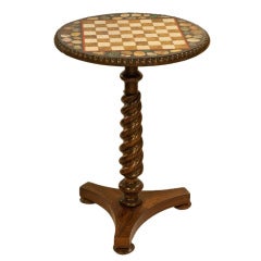 Pietra-Dura Chess Top Table With Rosewood Base