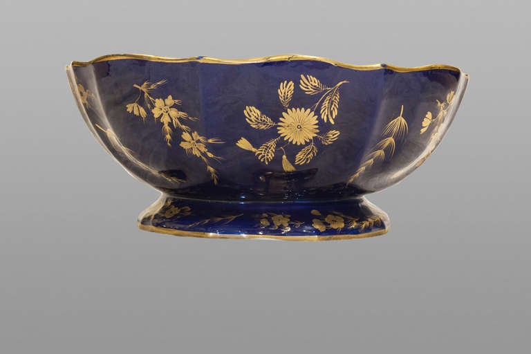 Large early 19th century mazarine blue Masons ironstone bowl, circa 1830.