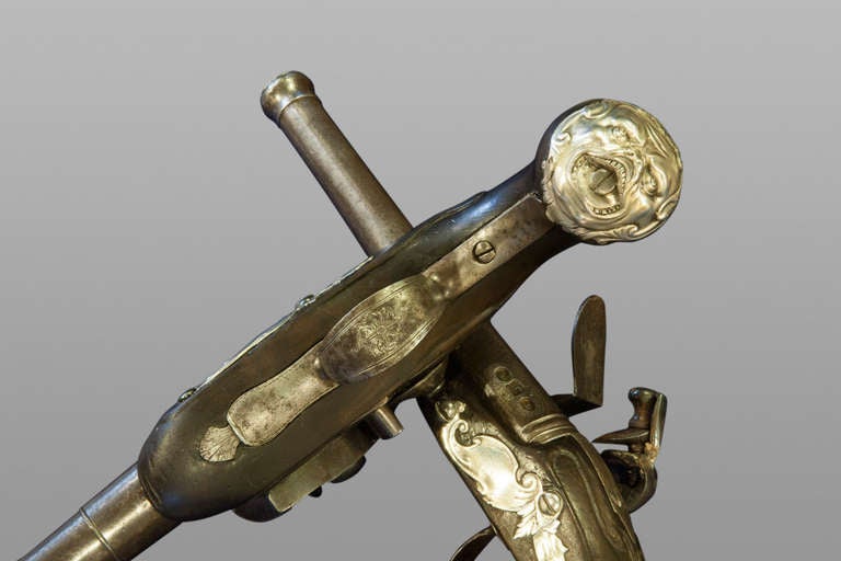 Fine Pair Of Silver Mounted Queen Anne Style Pistols In Good Condition In Salisbury, GB