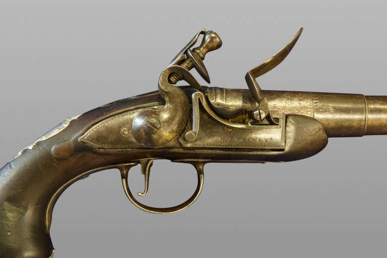 18th Century and Earlier Fine Pair Of Silver Mounted Queen Anne Style Pistols
